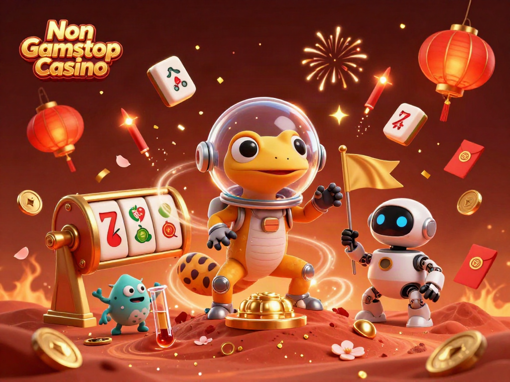 Engage with the golden treasures of Non Gamstop Casino in this vibrant 3D scene.