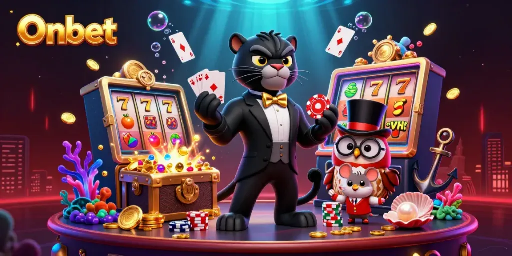 Experience thrilling gameplay with Onbet's stylish 3D cartoon characters in an engaging casino environment.
