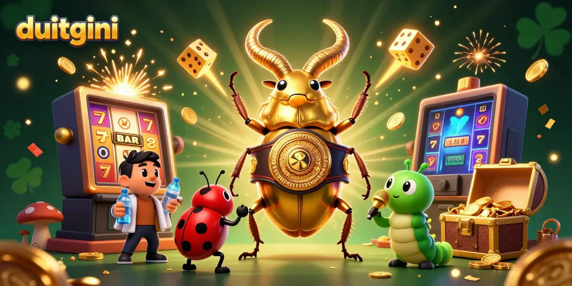 Experience the excitement of duitgini with a vibrant 3D illustration showcasing characters and casino elements.