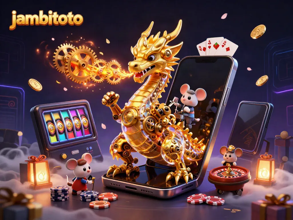 Engage with jambitoto's online gaming adventure featuring a golden dragon and gaming elements.
