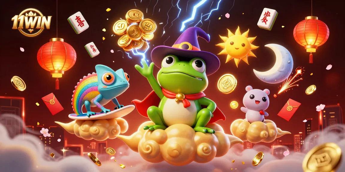 Experience the thrill of winning at 11WIN with magical coins and vibrant casino elements.