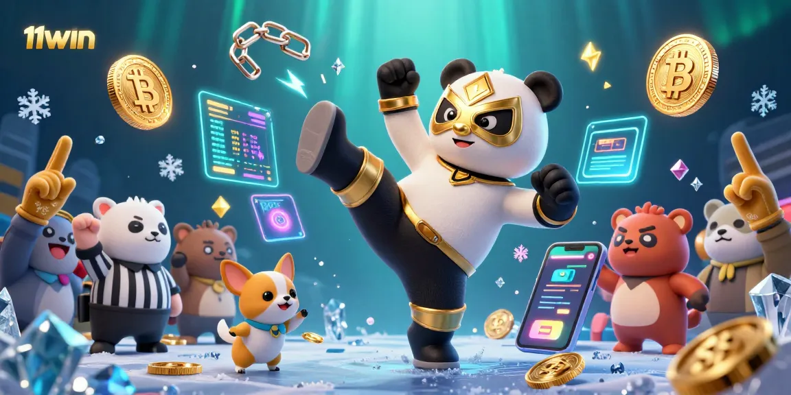 Experience 11WIN's thrilling action with a panda wrestler and crypto elements!