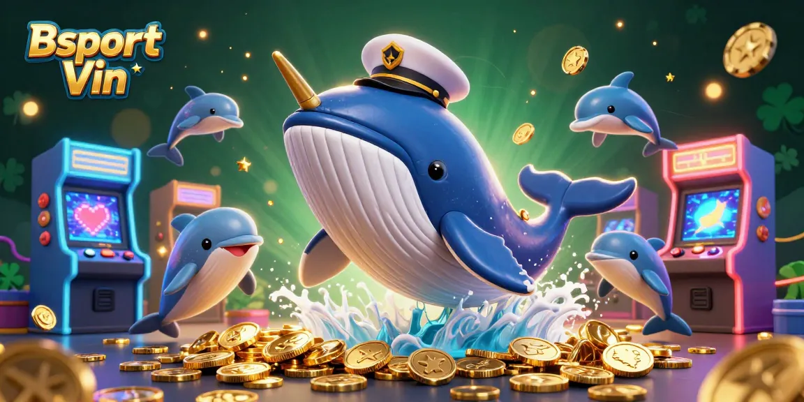Place bets with Bsport Vin in a vibrant 3D casino scene featuring dynamic characters.